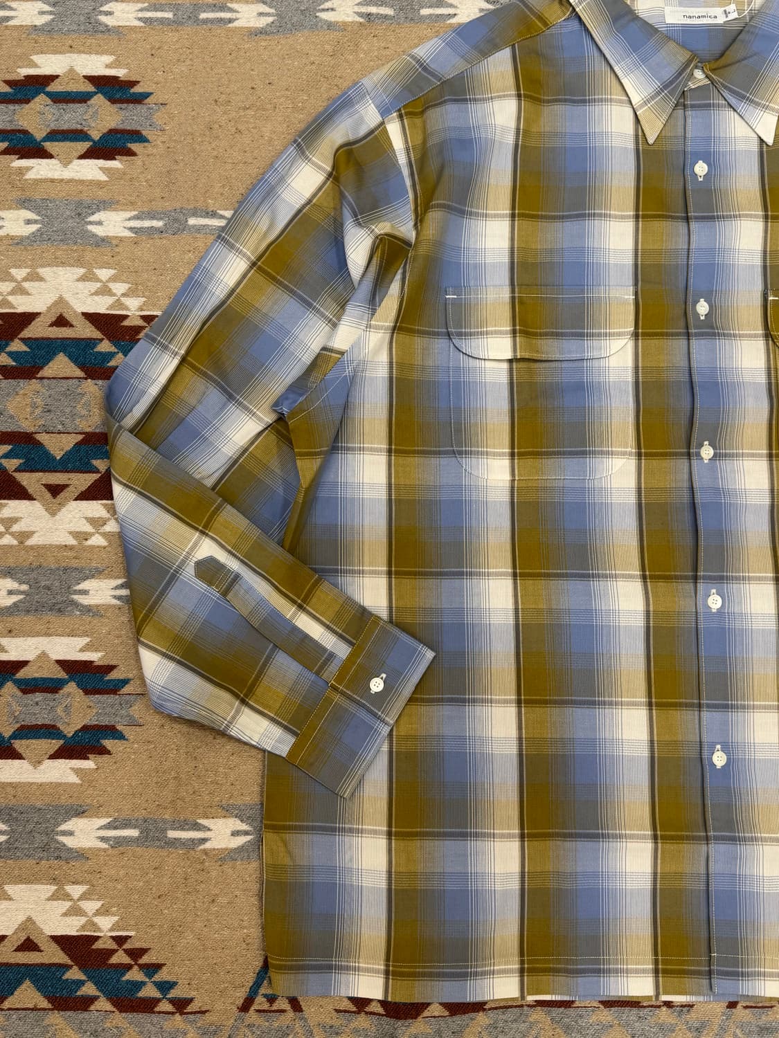 [L] 나나미카 레귤러 카라 PK 셔츠 옐로우x삭스 상품이미지2