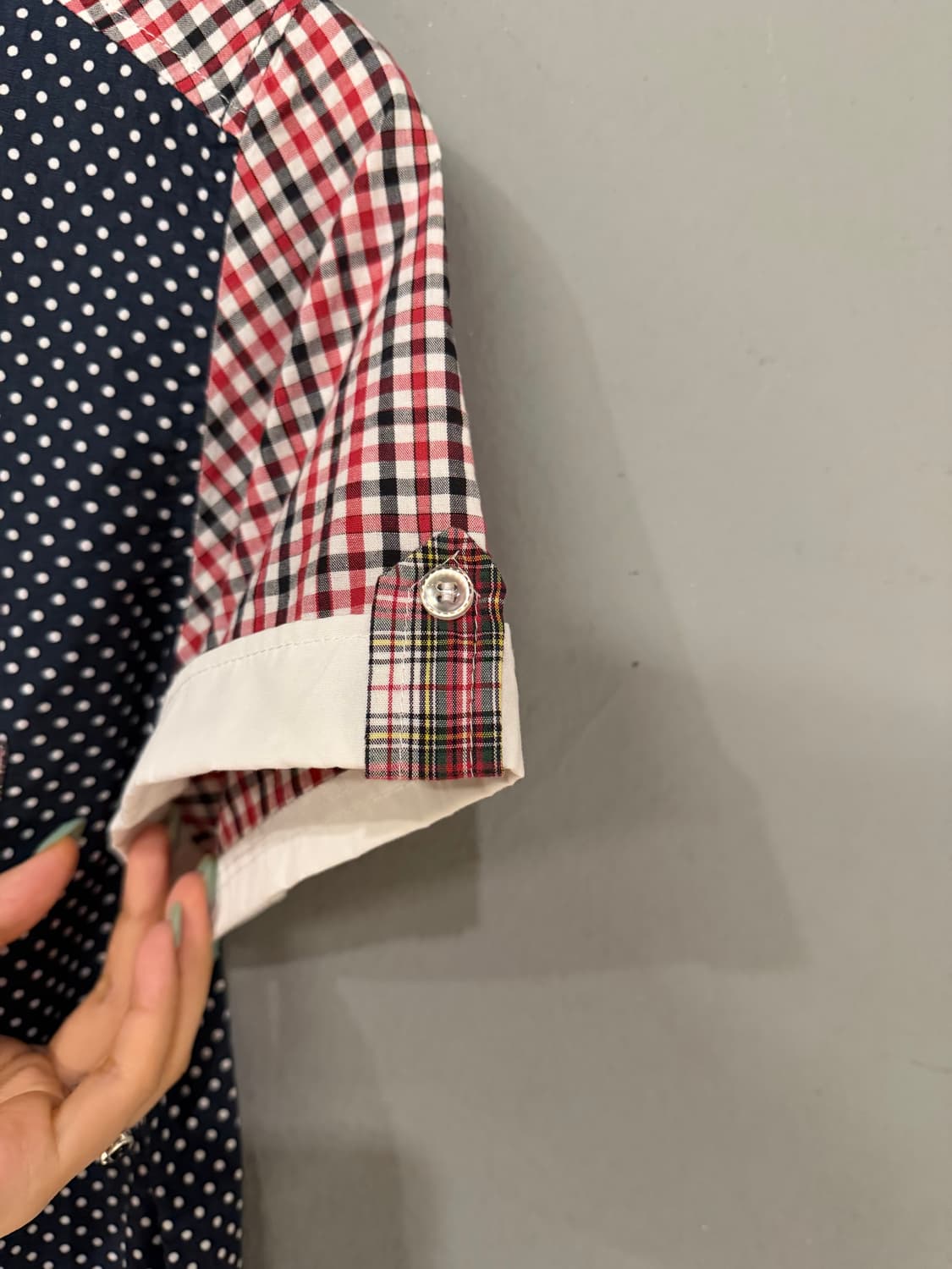 kawaii button pattern mix shirt 상품이미지7