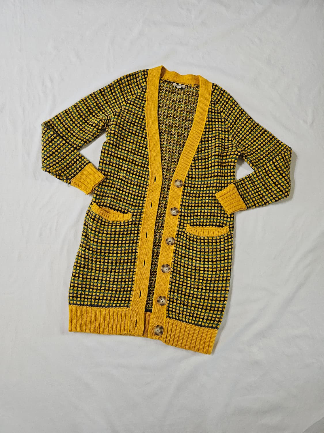 [s] 겐조 국내 수입 정품 여성 옐로우 패턴 롱 니트 가디건 상품이미지1