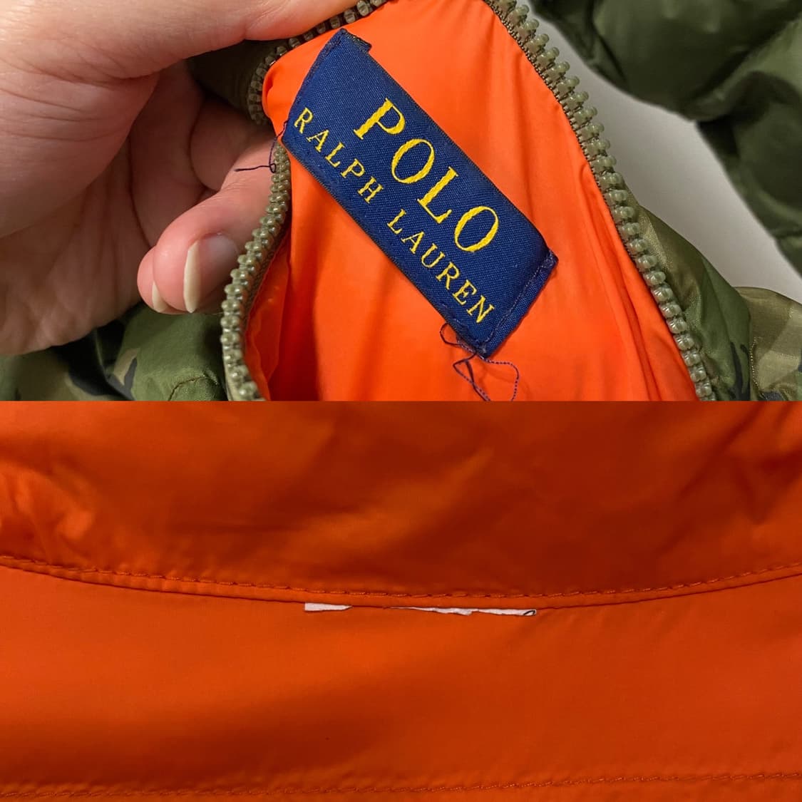 폴로 랄프로렌 신형 카모 오렌지 리버시블 경량 패딩 상품이미지9