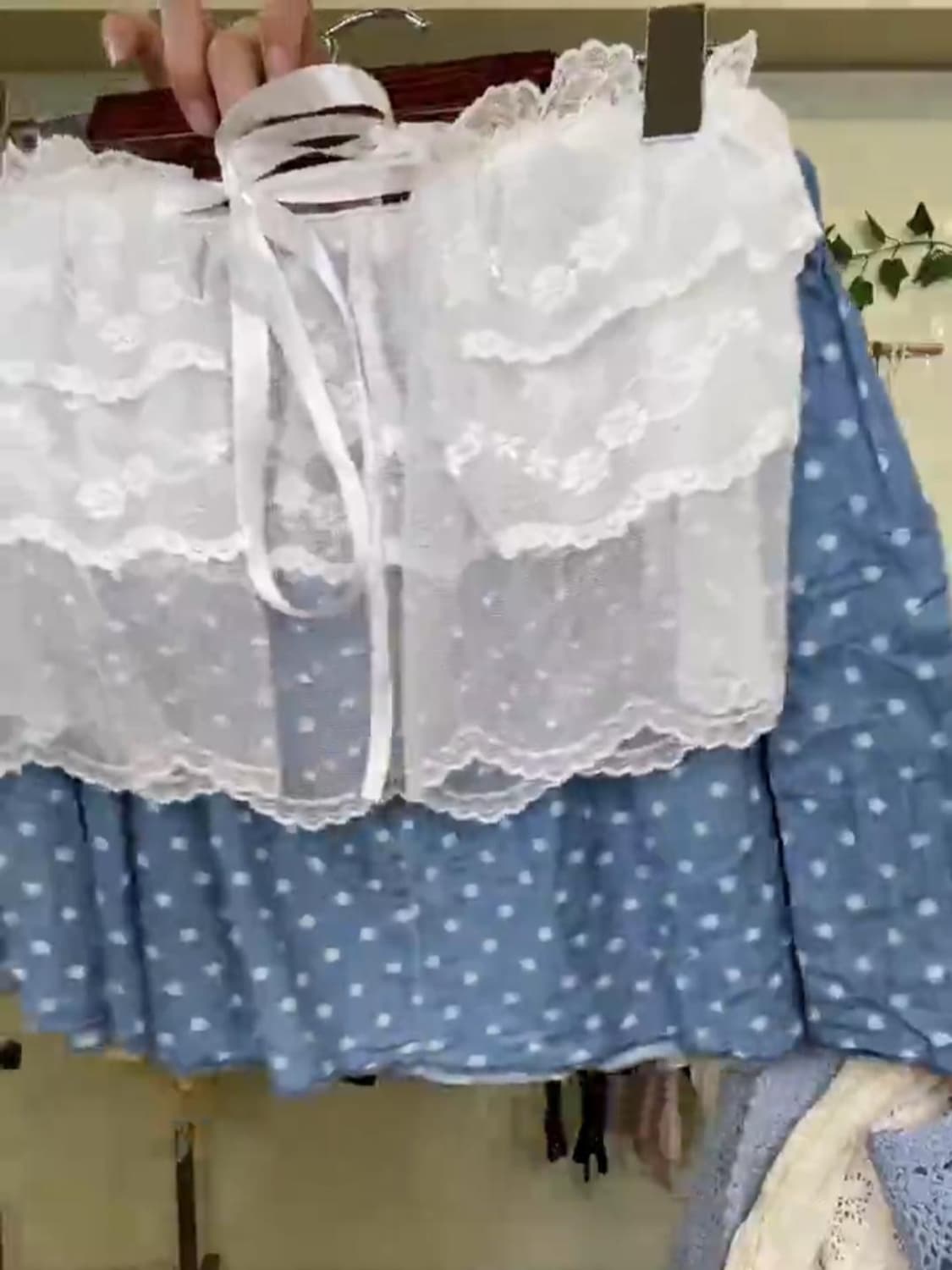 크루빈티지 블루 도트 스커트 상품이미지1