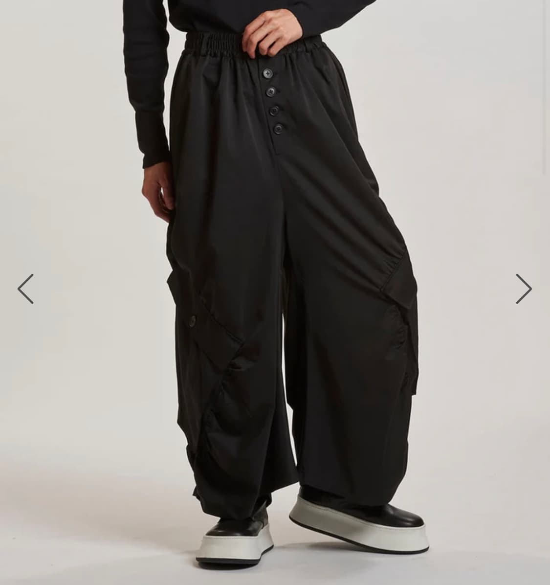 No id Side Gather Wide Cargo PT (Black)  상품이미지3