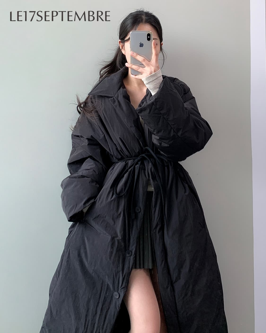 Le17septembre 르셉템버 블랙 롱 패딩 코트 상품이미지3