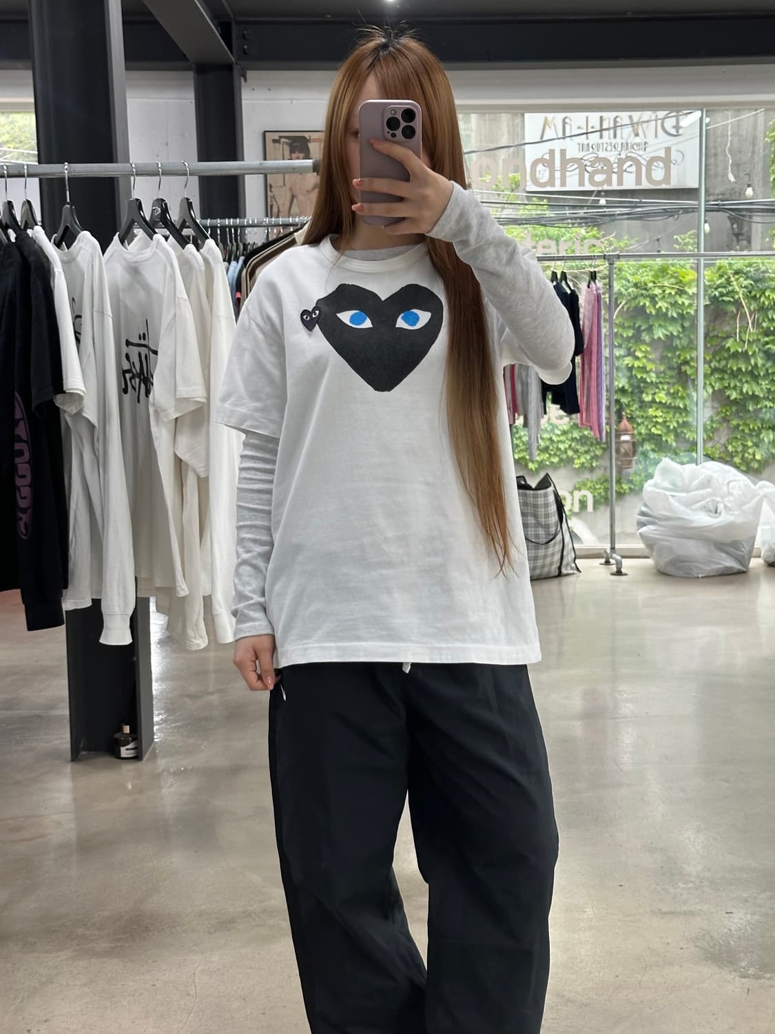 꼼데가르송 플레이 더블하트 블루아이 반팔티 상품이미지3