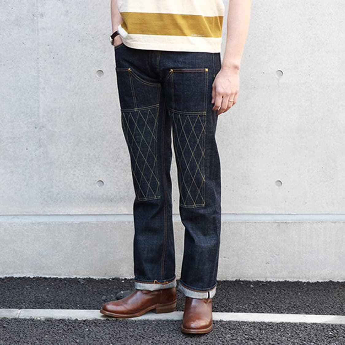 [34]트로피클로딩 1608W 더블니 네로우 더트 데님 팬츠 상품이미지2