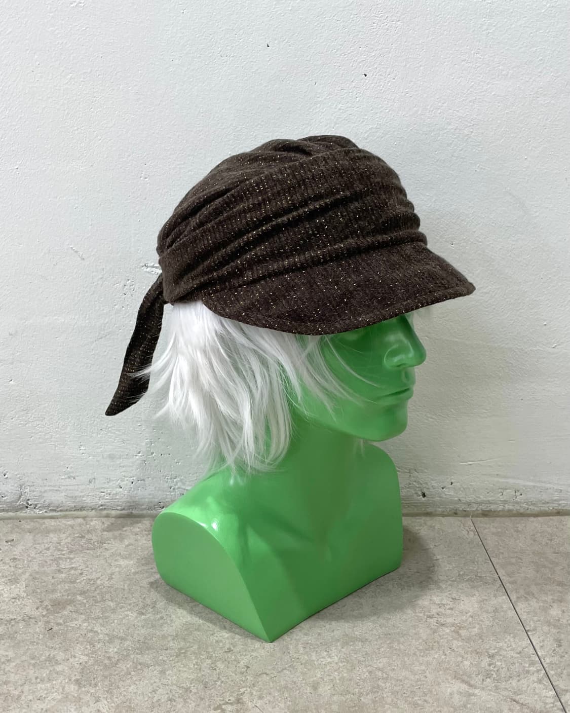 Brown Glossy Scarf Cap 상품이미지2