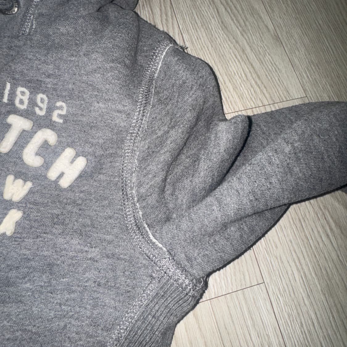 아베크롬비 딱붙핏 양털 그레이 후드집업 상품이미지3