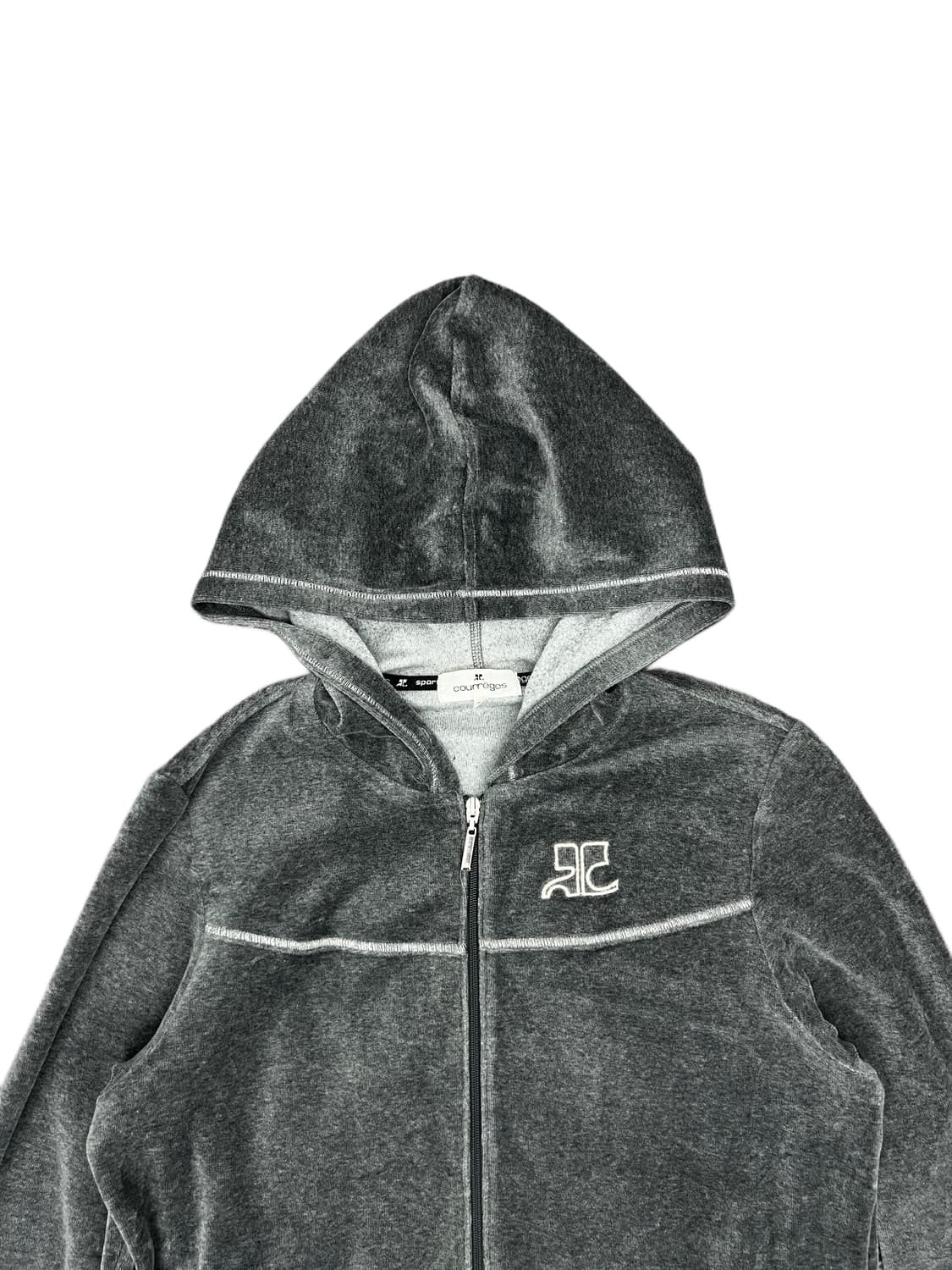 90s) Courreges velour hoodie zip 상품이미지3