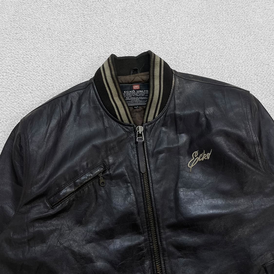 Ecko 에코 언리미티드 브라운 가죽 바시티 자켓 상품이미지4
