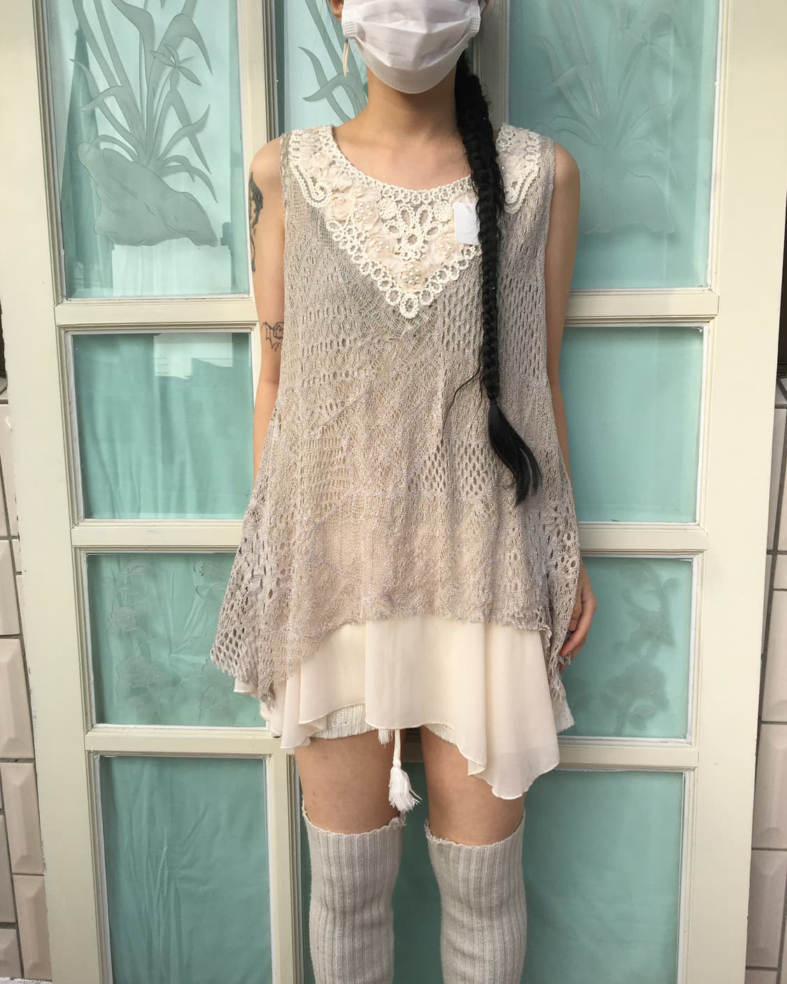 Lace point punching unbalanced sleeveles 상품이미지7