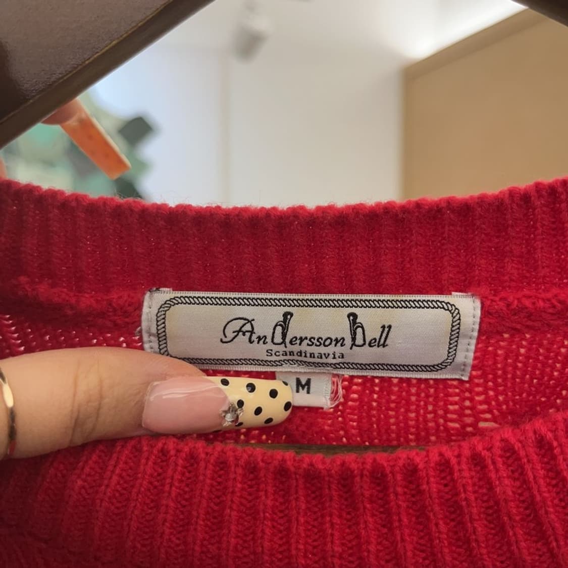 앤더슨벨 빈티지 핀터걸 딥레드 폭닥 꽈배기 니트 M C09633 상품이미지5