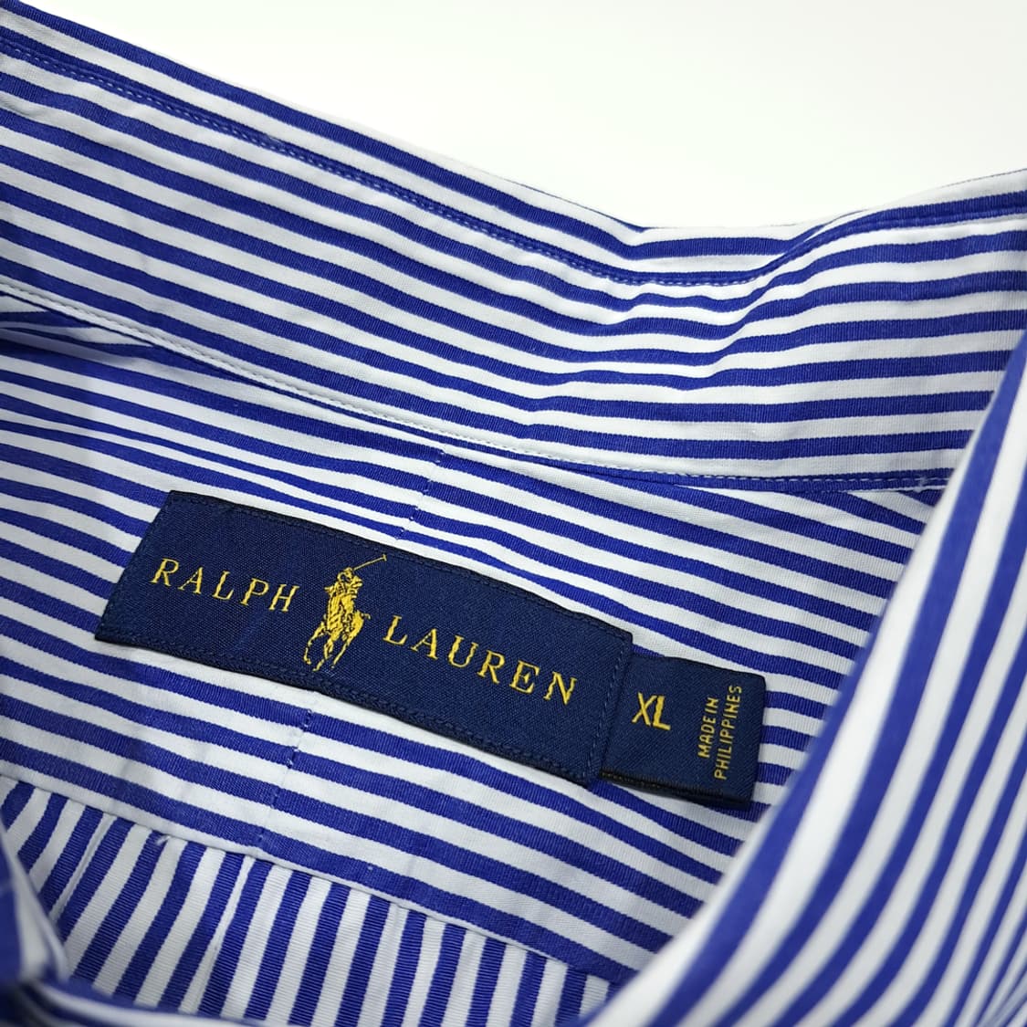 CL724 XL 폴로 90s 코튼 스트라이프 블루 셔츠 남방 상품이미지3