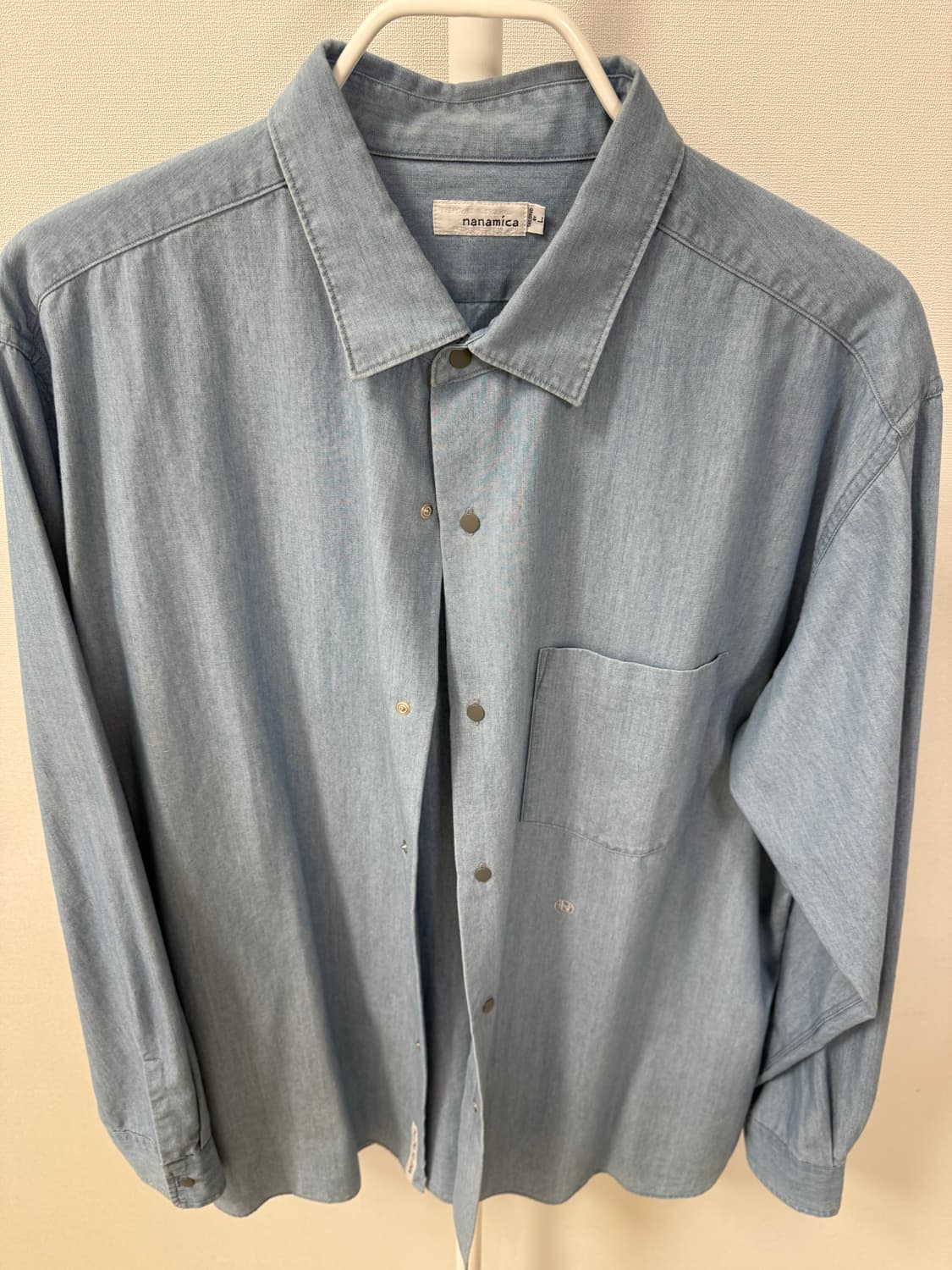 나나미카 레귤러 칼라 샴브레이 셔츠 인디고 블리치 L사이즈 상품이미지2