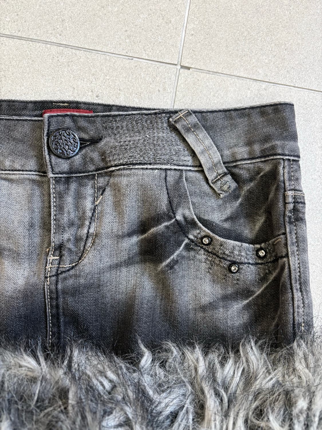 커스텀 그레이 퍼스커트 상품이미지4