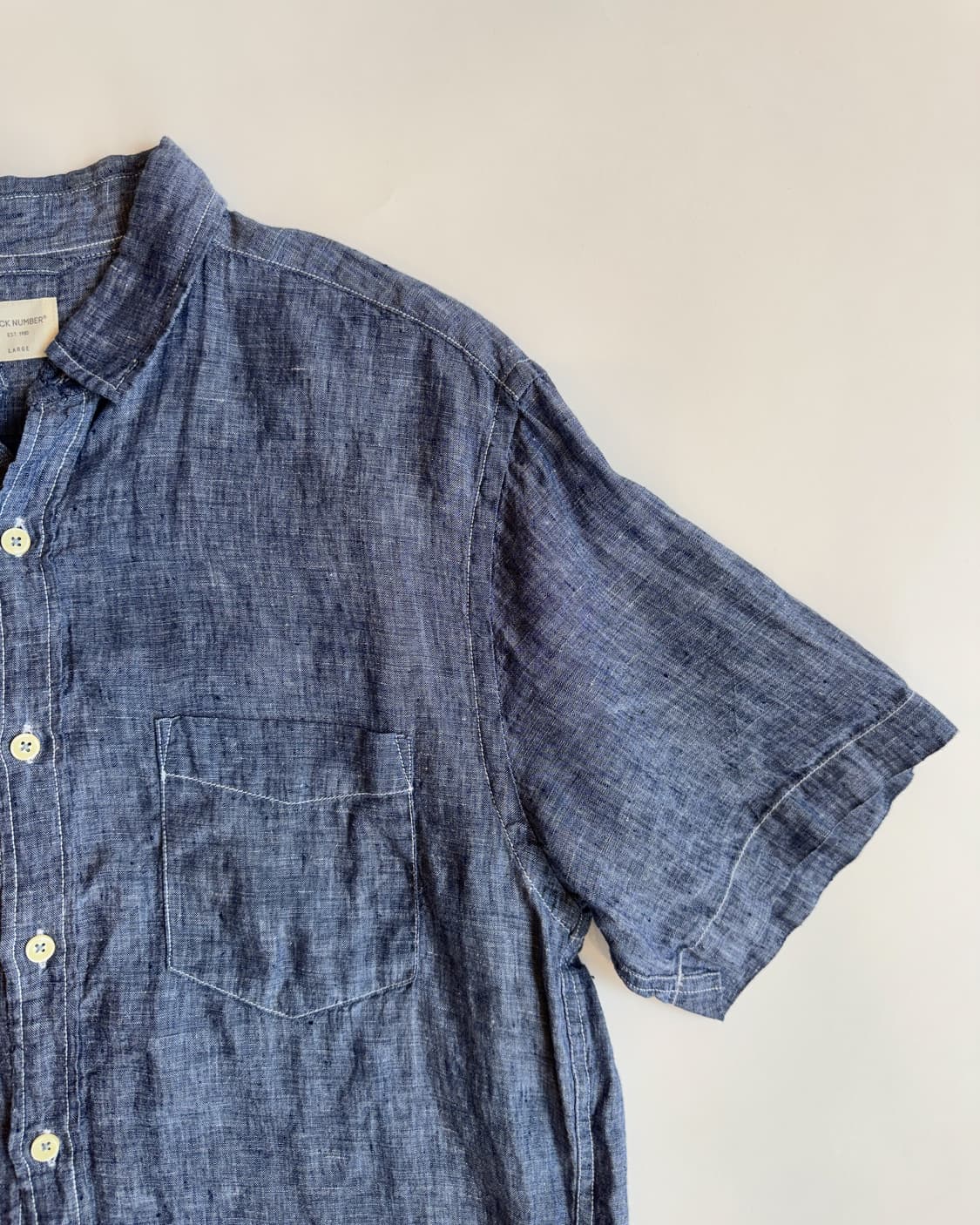 Back Number Linen Short Sleeve Shirt 상품이미지2