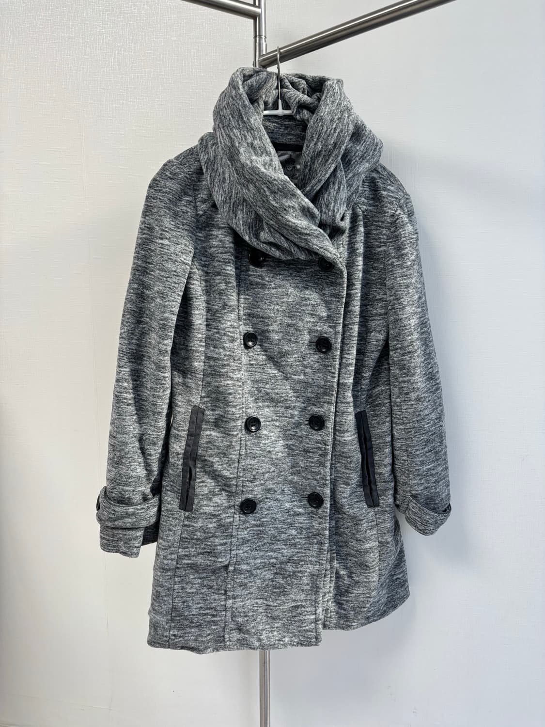 bbp 갸루 멜란지 더플 버튼 빅 숄 점퍼 상품이미지1