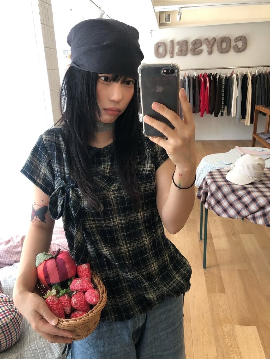 코이세이오 보우 블라우스 체크 상품이미지3