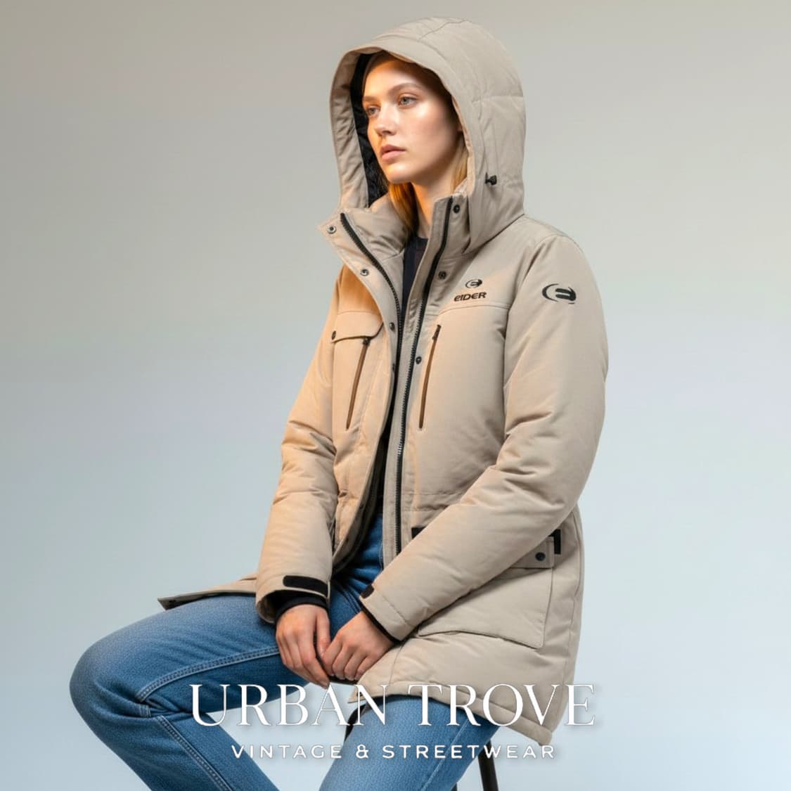 아이더 카라스3 여성 다운 패딩 베이지 S 상품이미지3