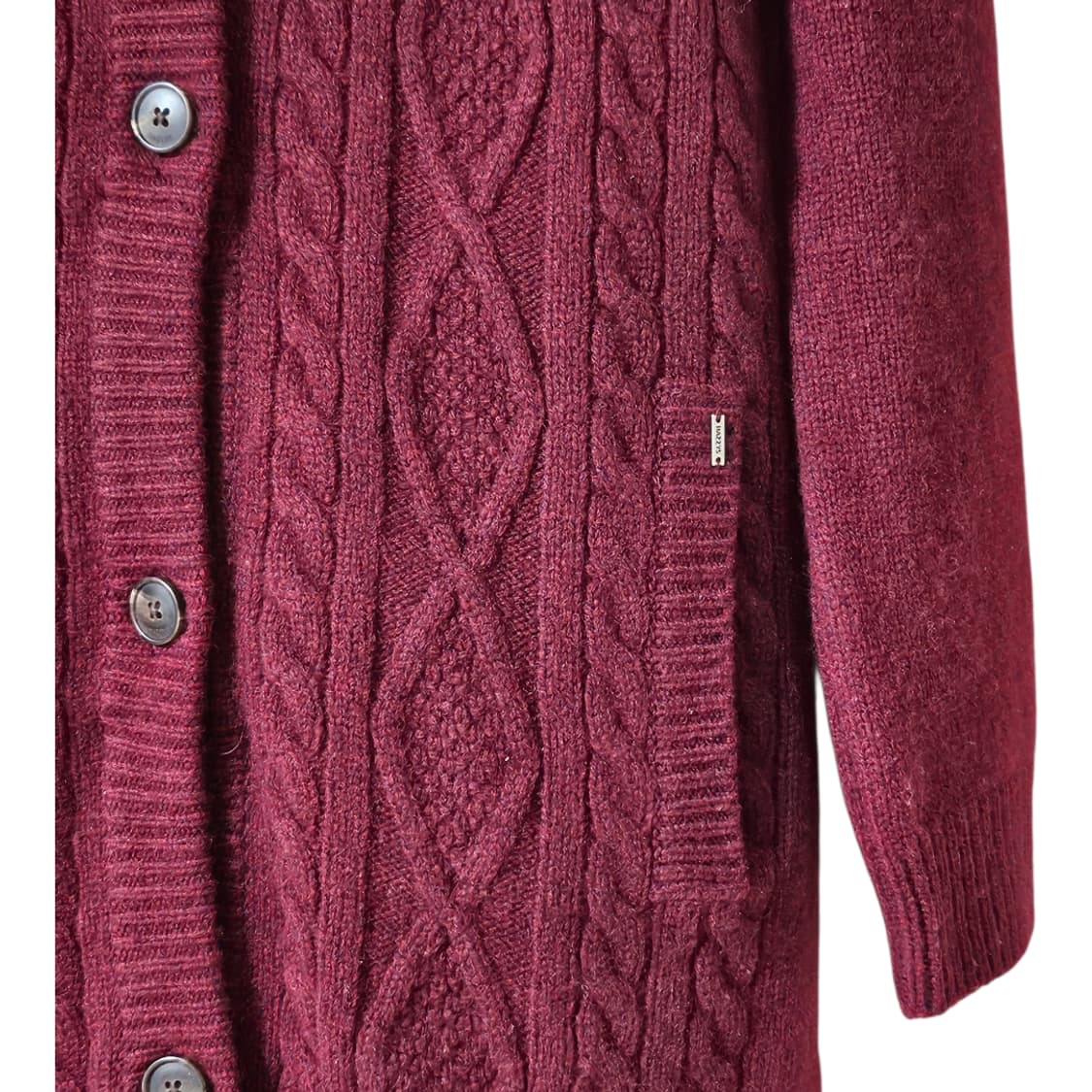 헤지스 여성 후드 니트코트 55~55½ 버건디 롱가디건 상태좋음 상품이미지8