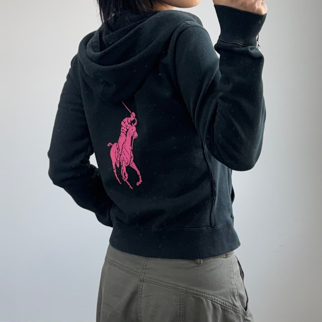 Polo 폴로 백 핑크 빅포니 블랙 후드집업 상품이미지1