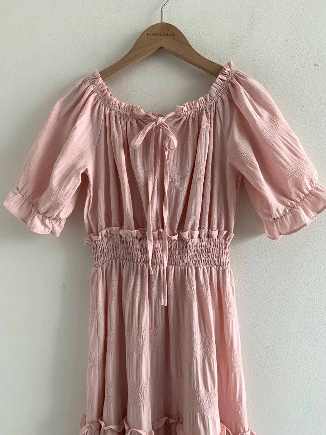 Ribbon frill smocked dress 상품이미지2