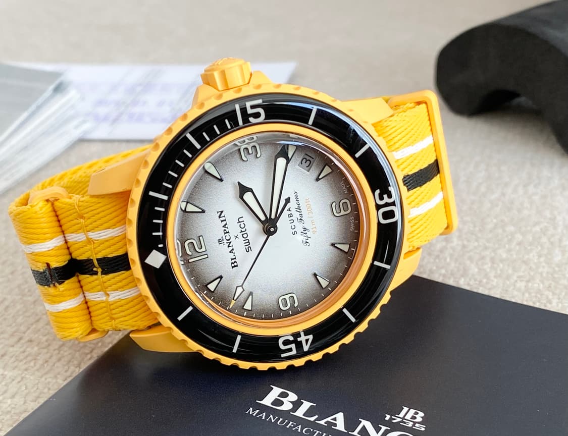 스와치X블랑팡 오션 오브 스톰 42mm 바이오 세라믹 오토메틱 옐로우 상품이미지4