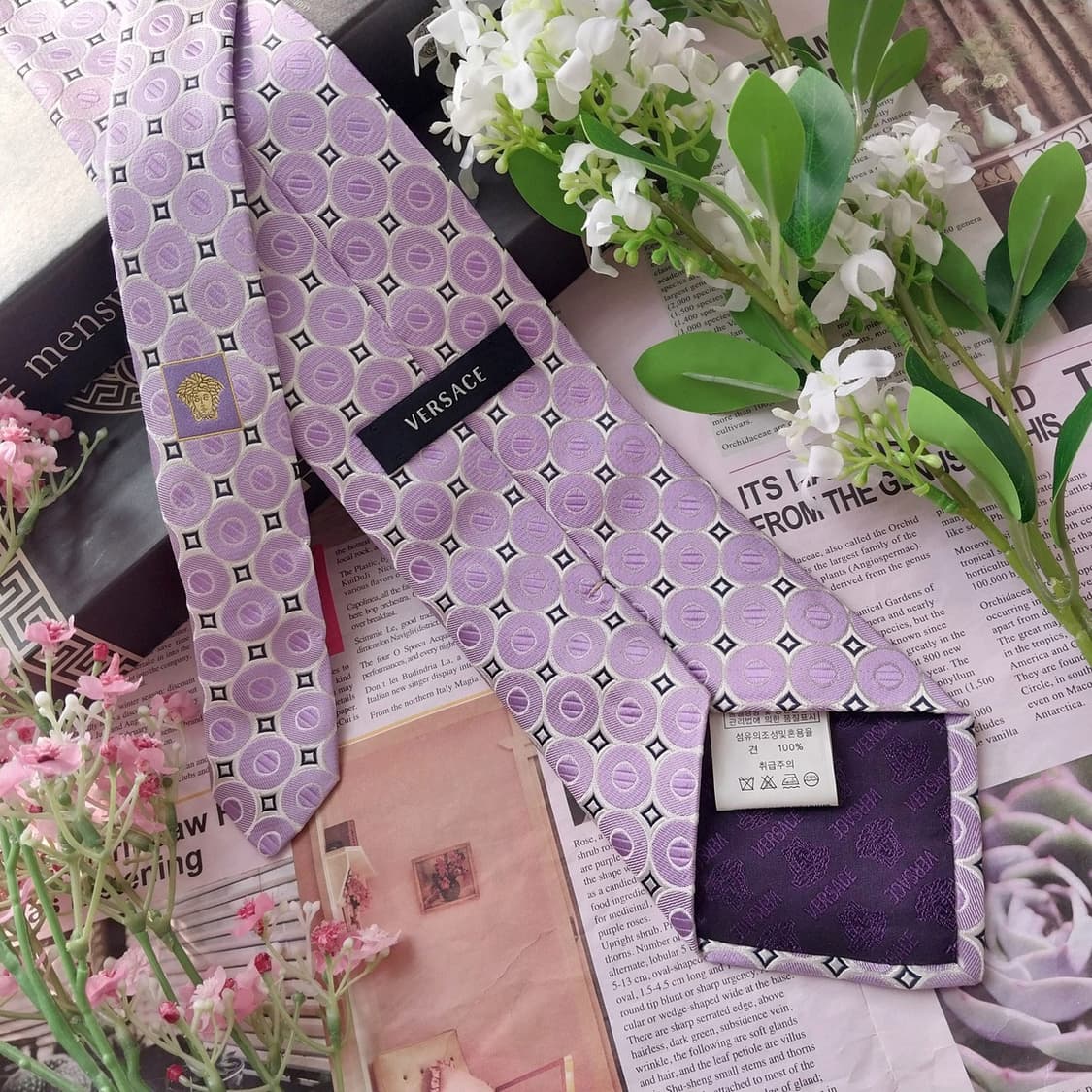 베르사체 실크 연보라 자카드 넥타이 9.1cm A+등급 K1827
 상품이미지5