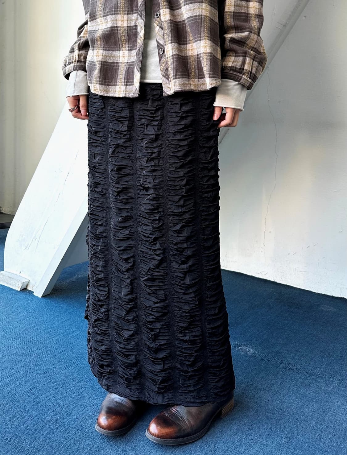 Volume shirring design long skirt 상품이미지3