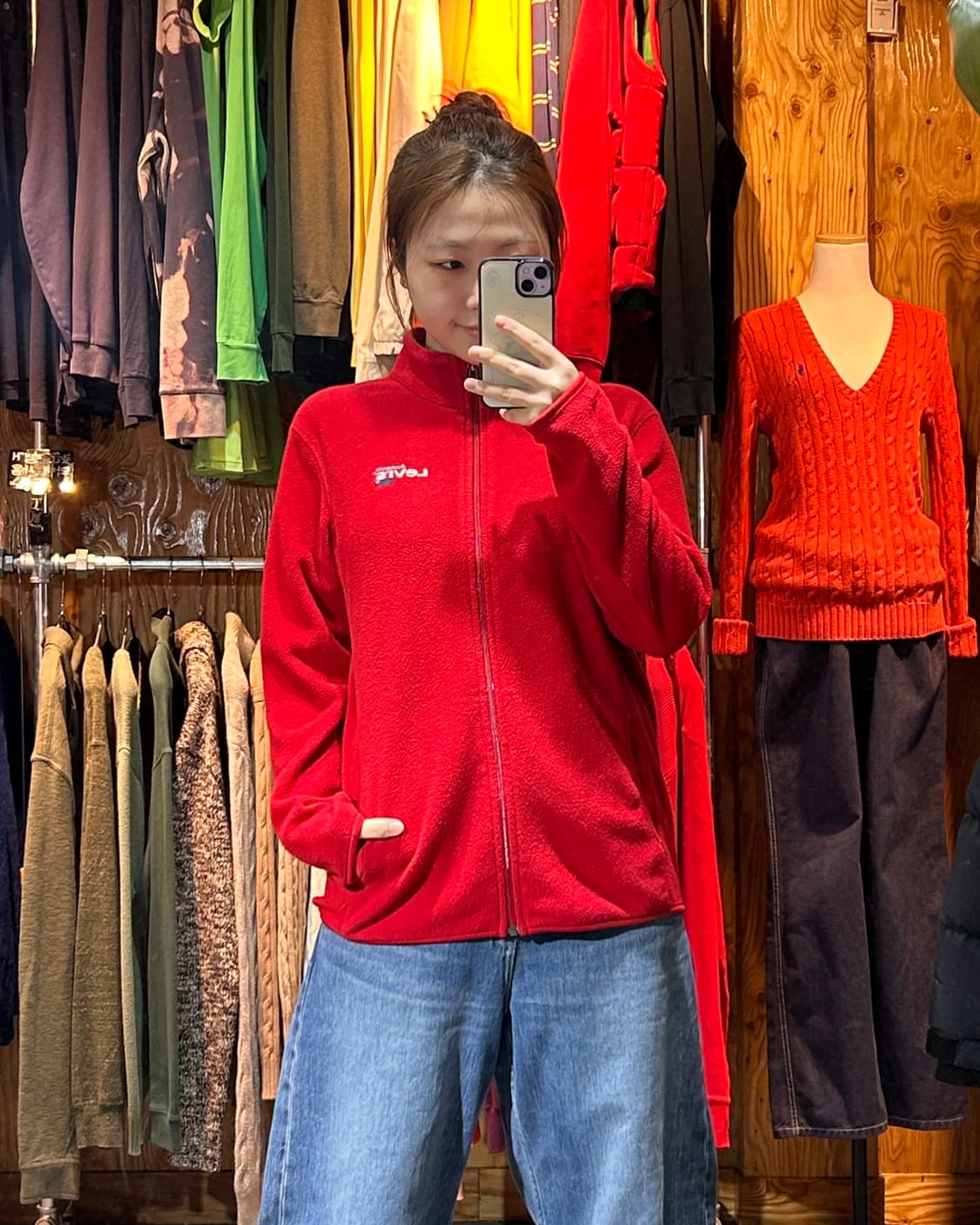 M 리바이스 어센틱 로고 레드 플리스 상품이미지1