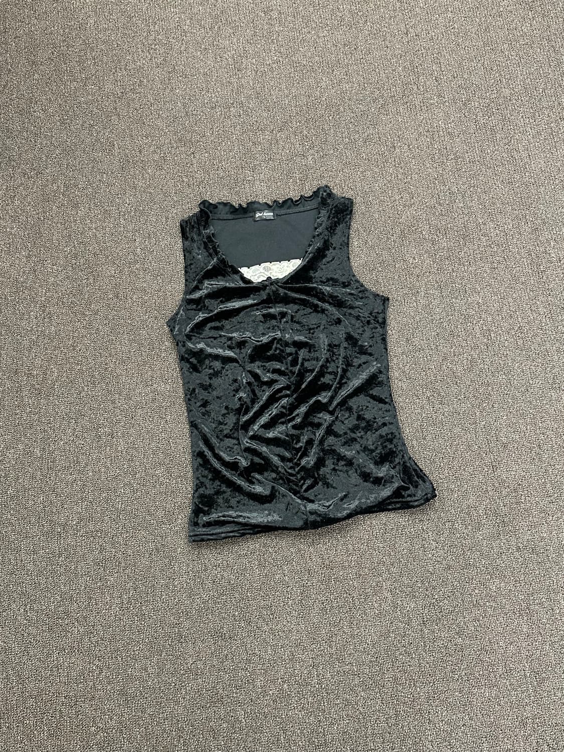 L)Japanese vintage 여성 벨벳 프릴 나시 상품이미지2