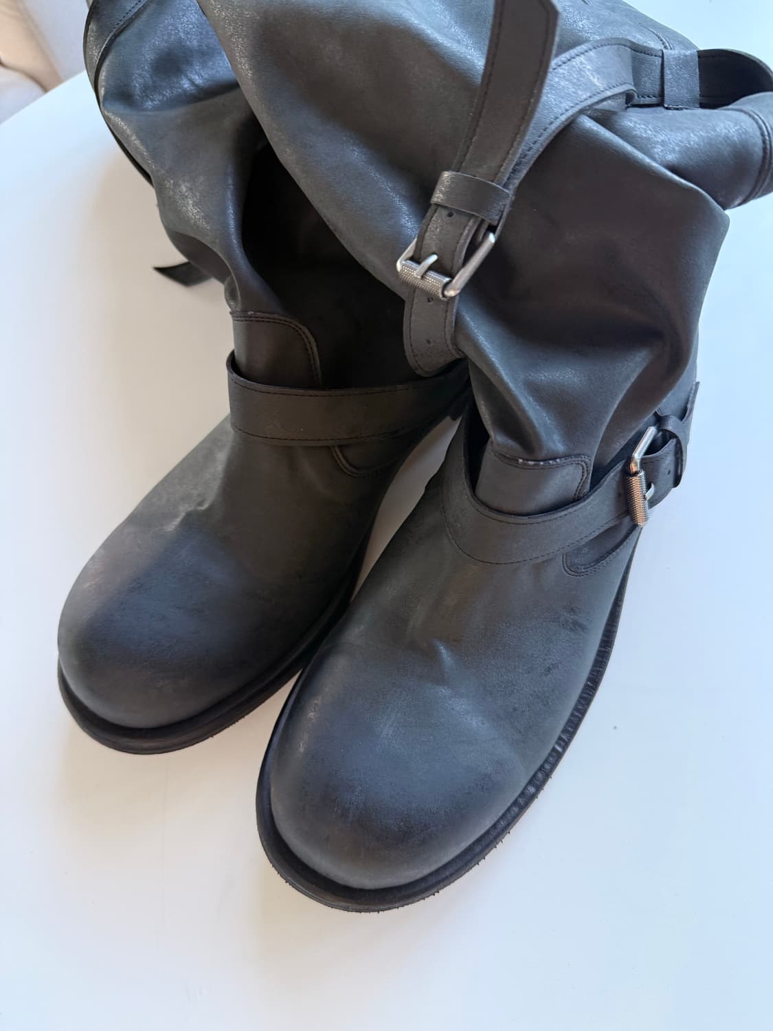 네거티브쓰리 슬라우치 롱부츠 워시드 블랙 상품이미지4