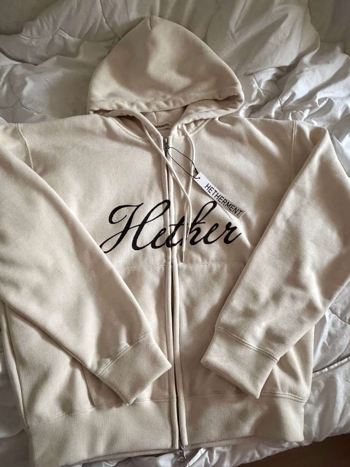 (새상품/택) 헤더먼트 보아 후드 집업 크림 boa hoodie 상품이미지6