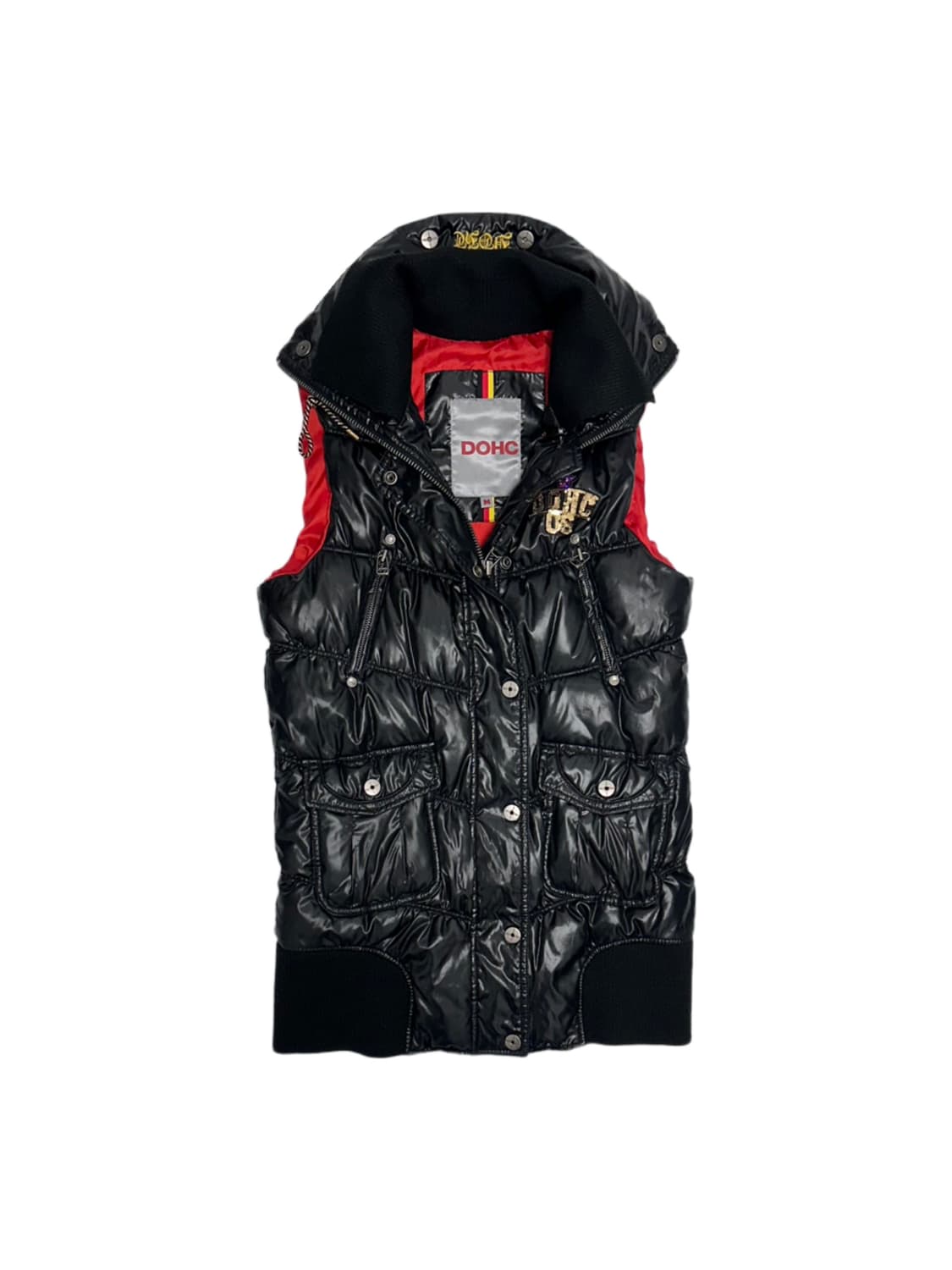 DOHC 스팽글 로고 유광 패딩 베스트 조끼 y2k 와투케 상품이미지1