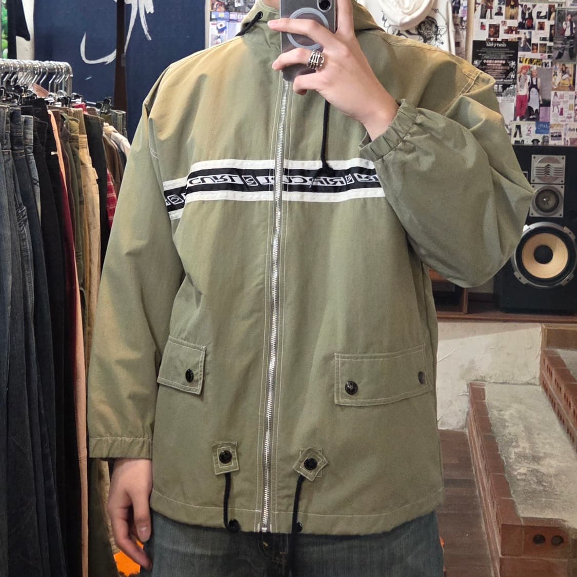 JPN 트랙라인 올드스쿨 카키 바람막이 상품이미지2