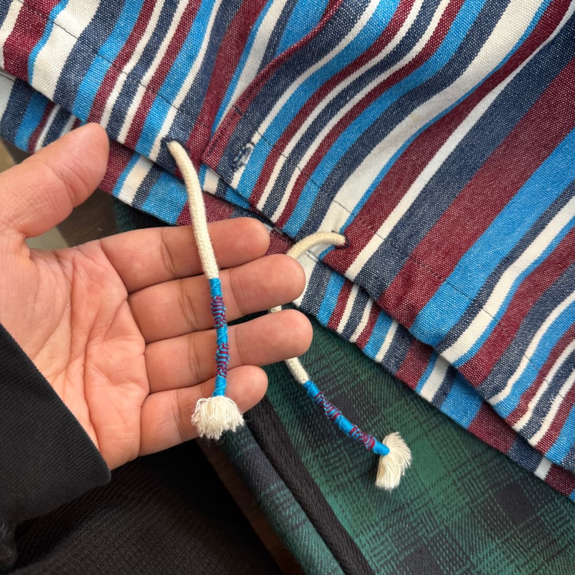 와카미 스트라이프 과테말라 생산 코튼 오픈카라 셔츠자켓 상품이미지6