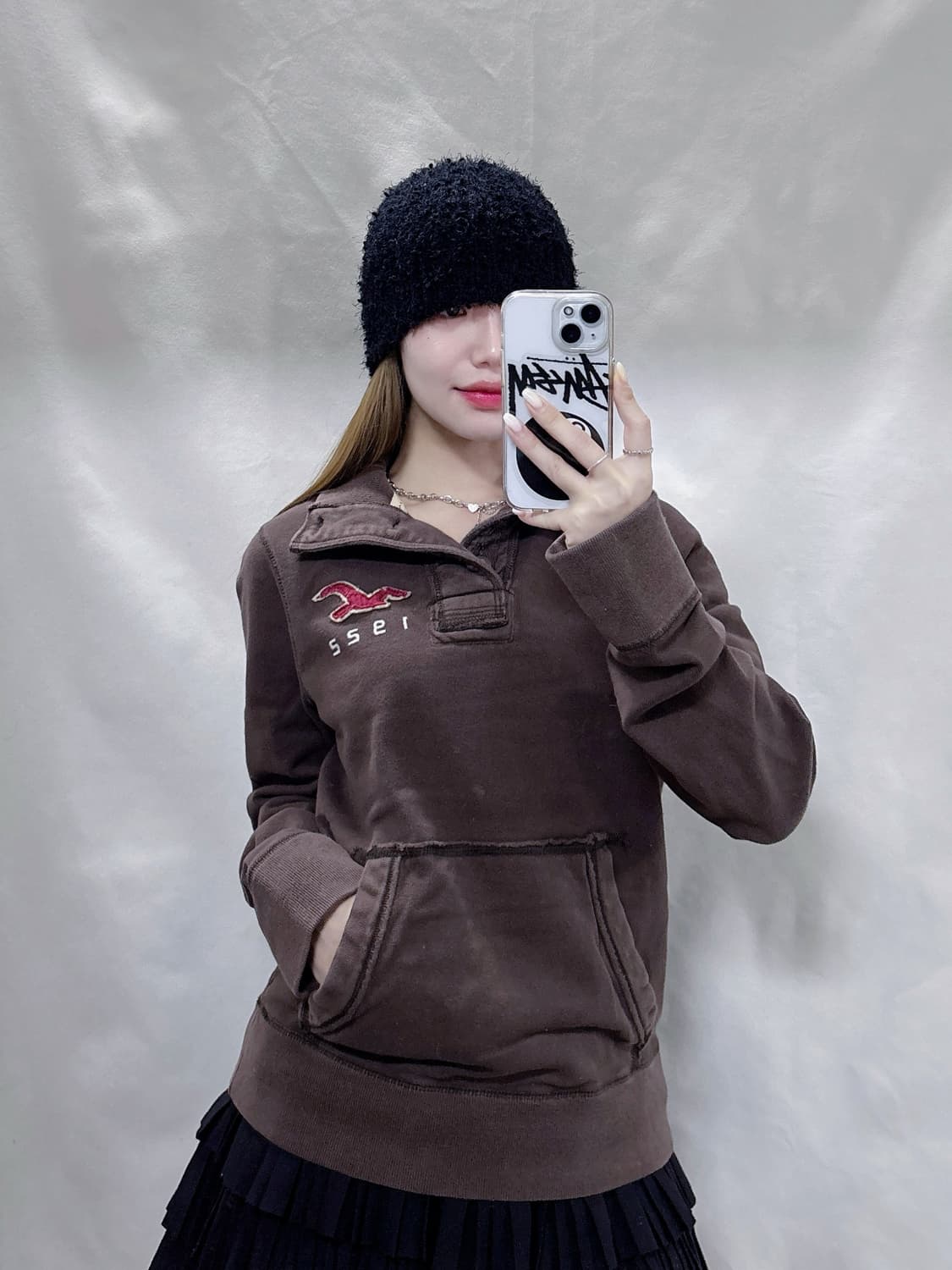 홀리스터 브라운 버튼 반집업  상품이미지1