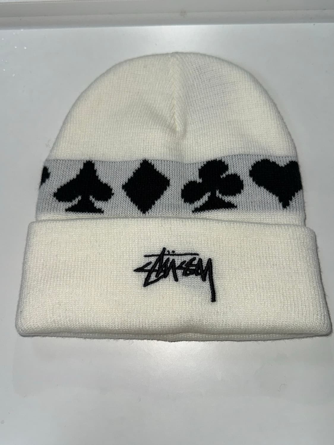 스투시 풀 수트 자카드 커프 비니 화이트 상품이미지2