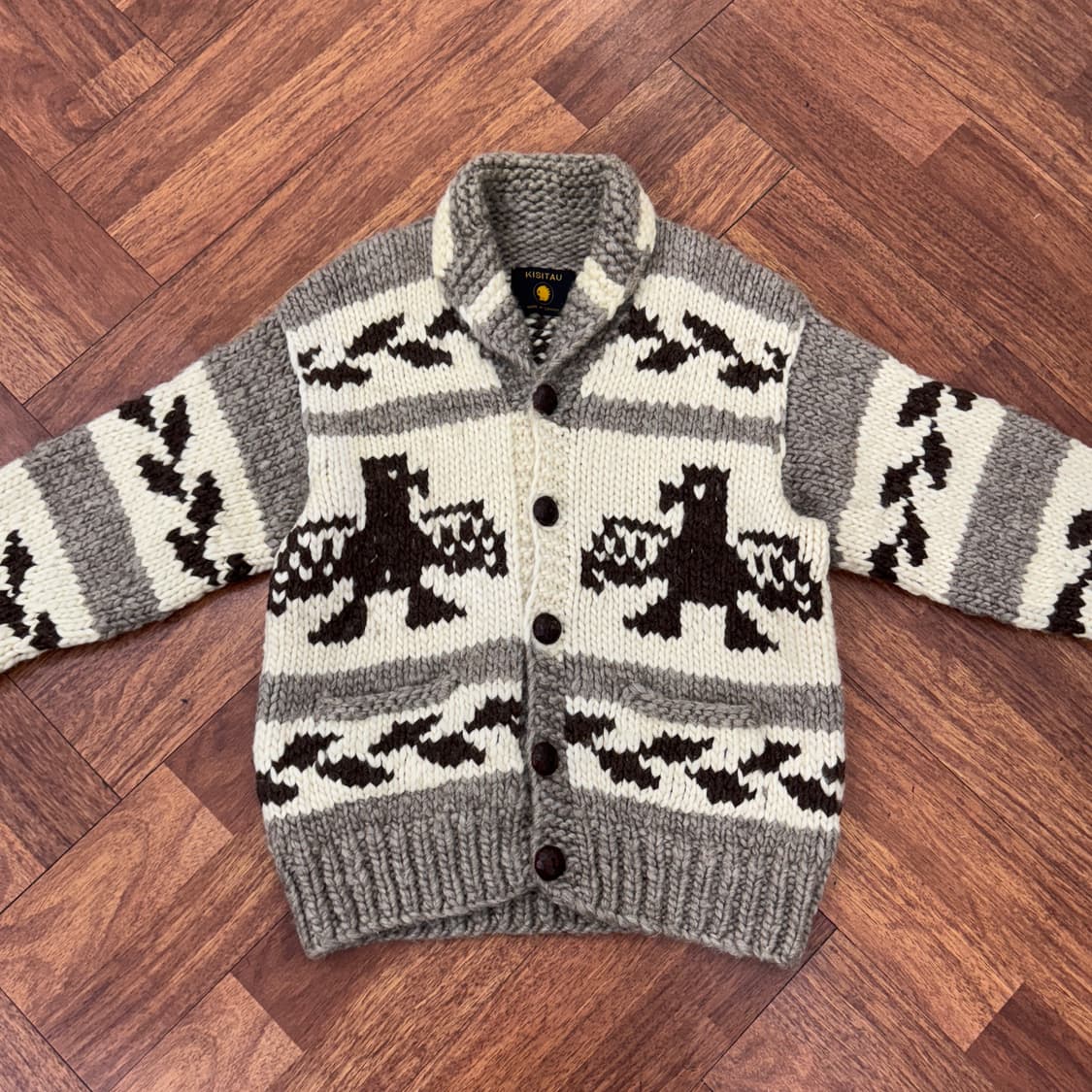 105 KISITAU canada made 독수리 코위찬 니트 가디건  상품이미지3