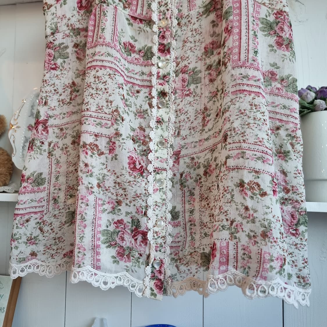 axes femme(악세즈 팜) 장미 플라워 레이스 나시 튜닉 상품이미지3