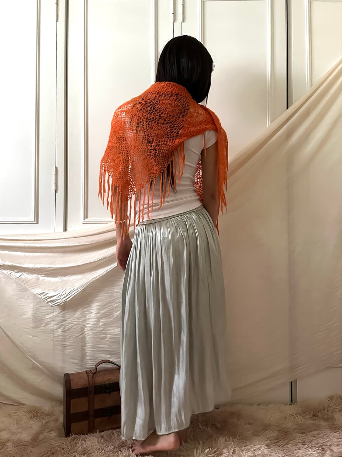 Orange Sunburn Fringe Scarf 상품이미지4