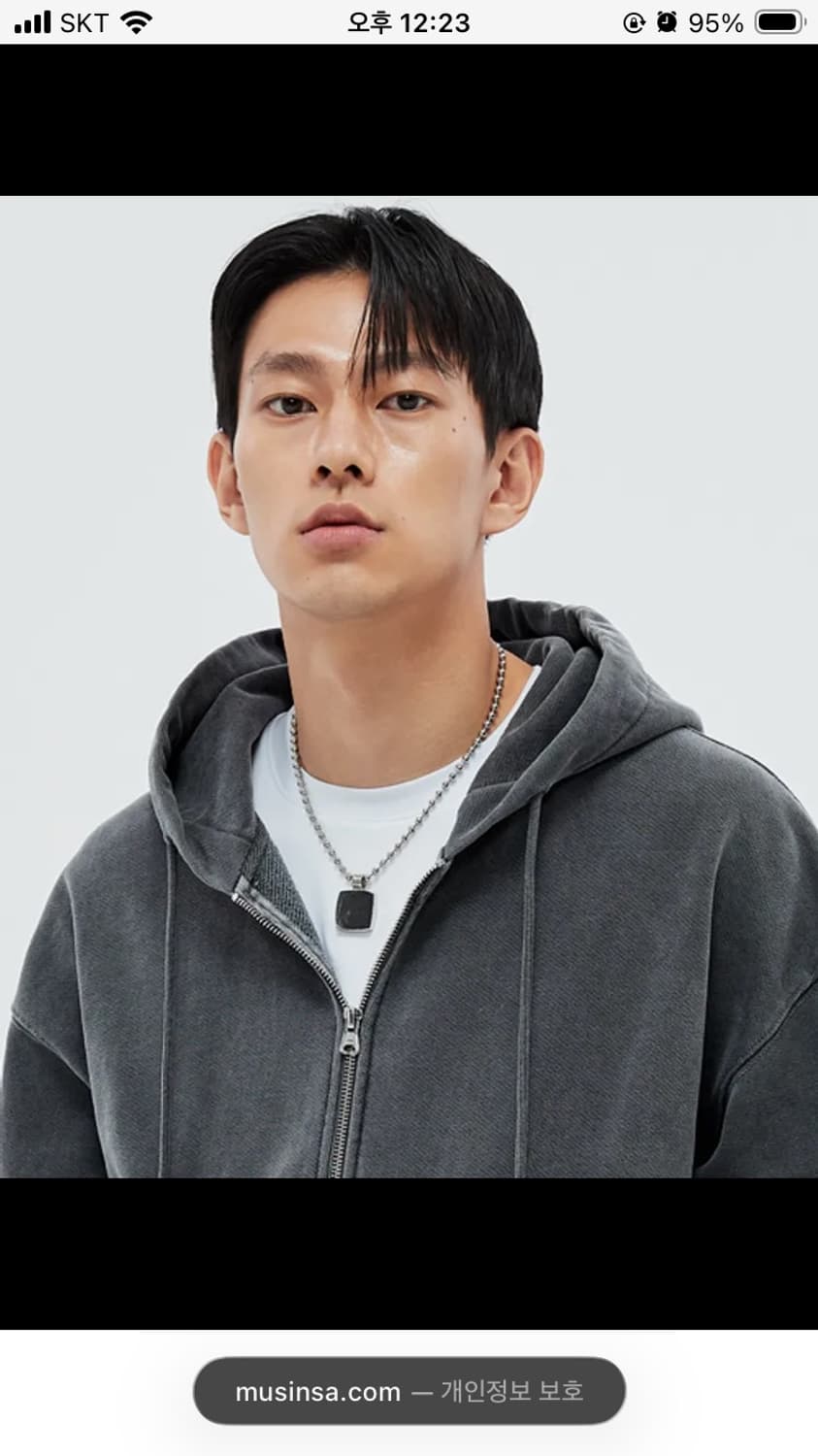 소버먼트 980g 피그먼트 컷 후디집업 차콜 L 상품이미지1