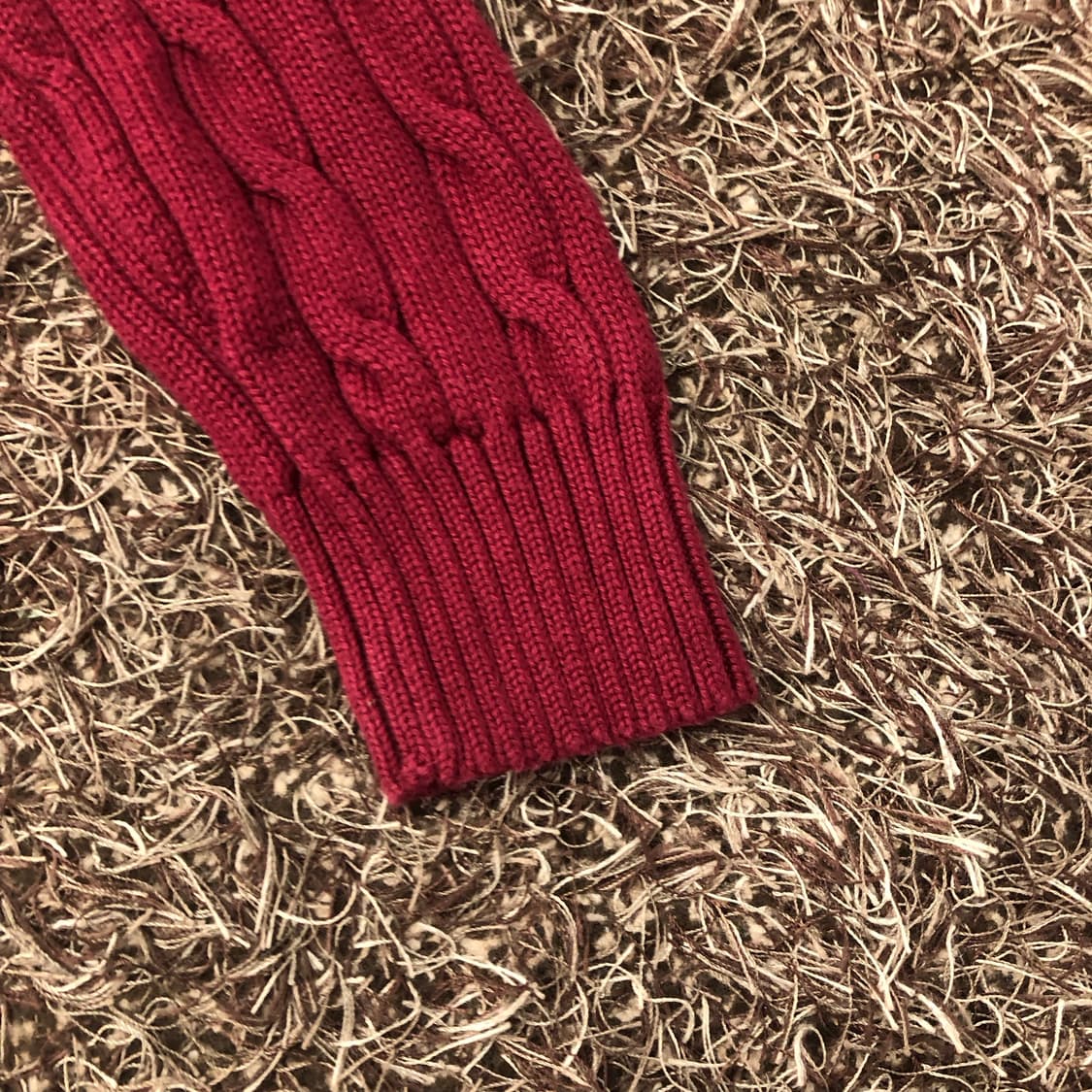 폴로 랄프로렌 브이넥 케이블 버건디 니트 상품이미지4