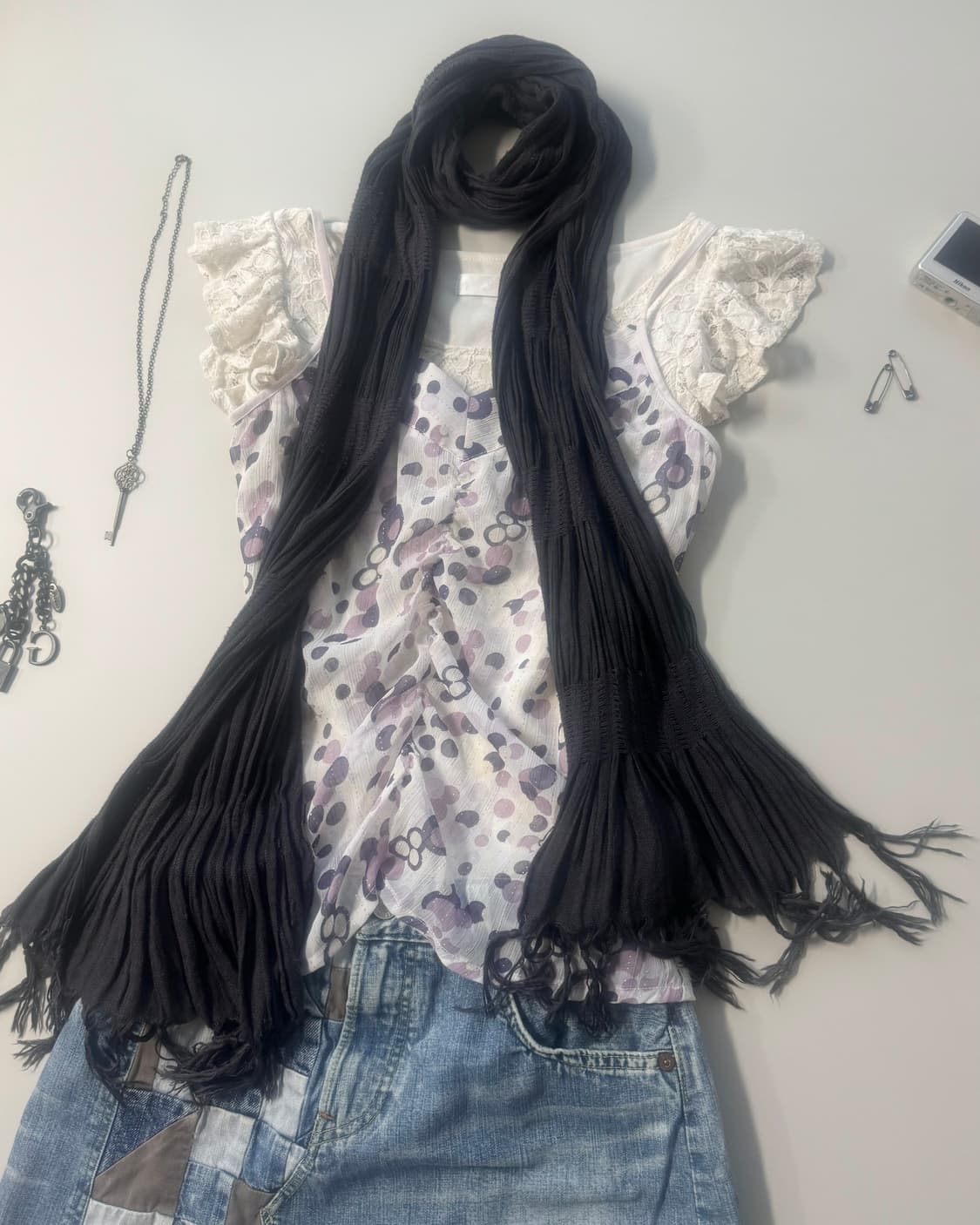 셔링 레이스 탑 패치 데님 머플러 4pcs SET(단품 구매 가능) 상품이미지10