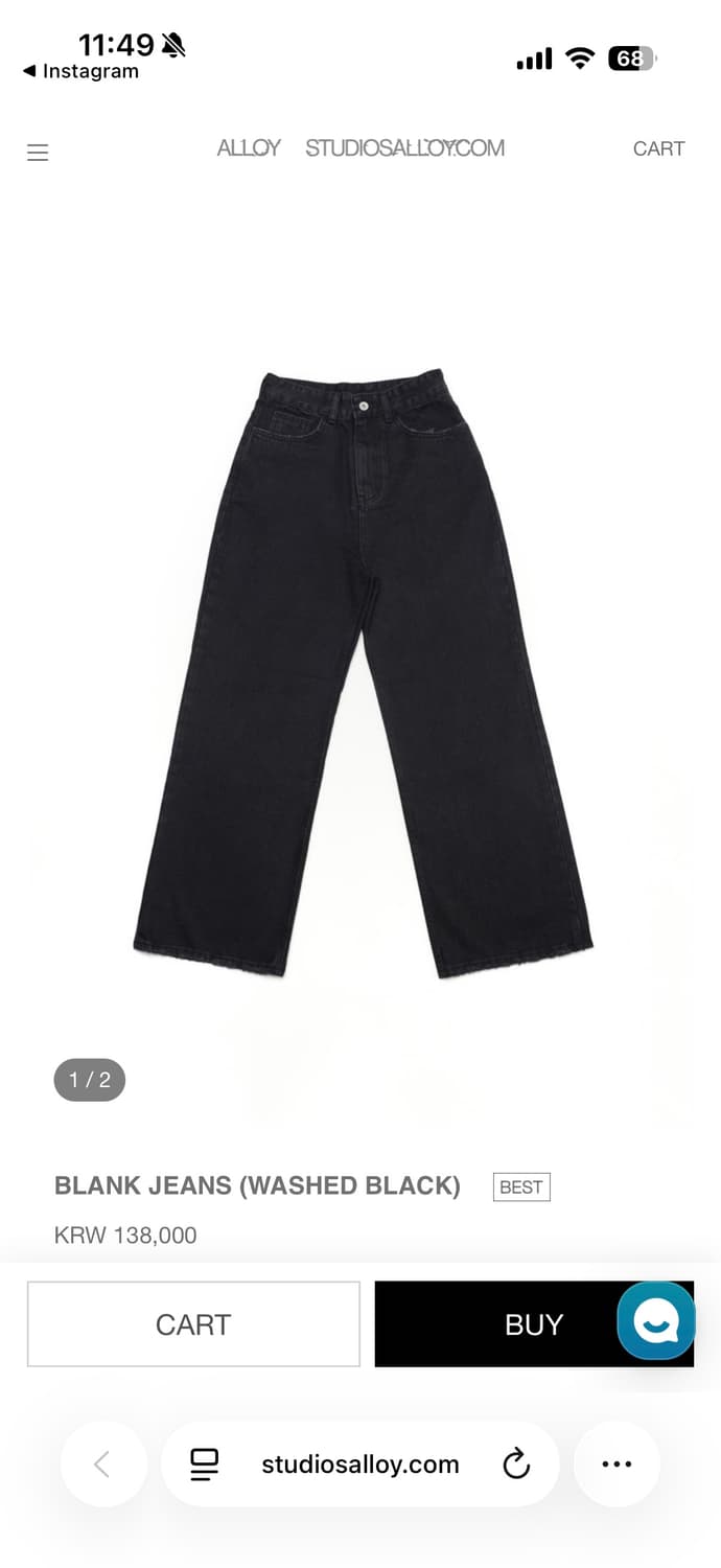 알로이 데님팬츠 3사이즈 상품이미지1