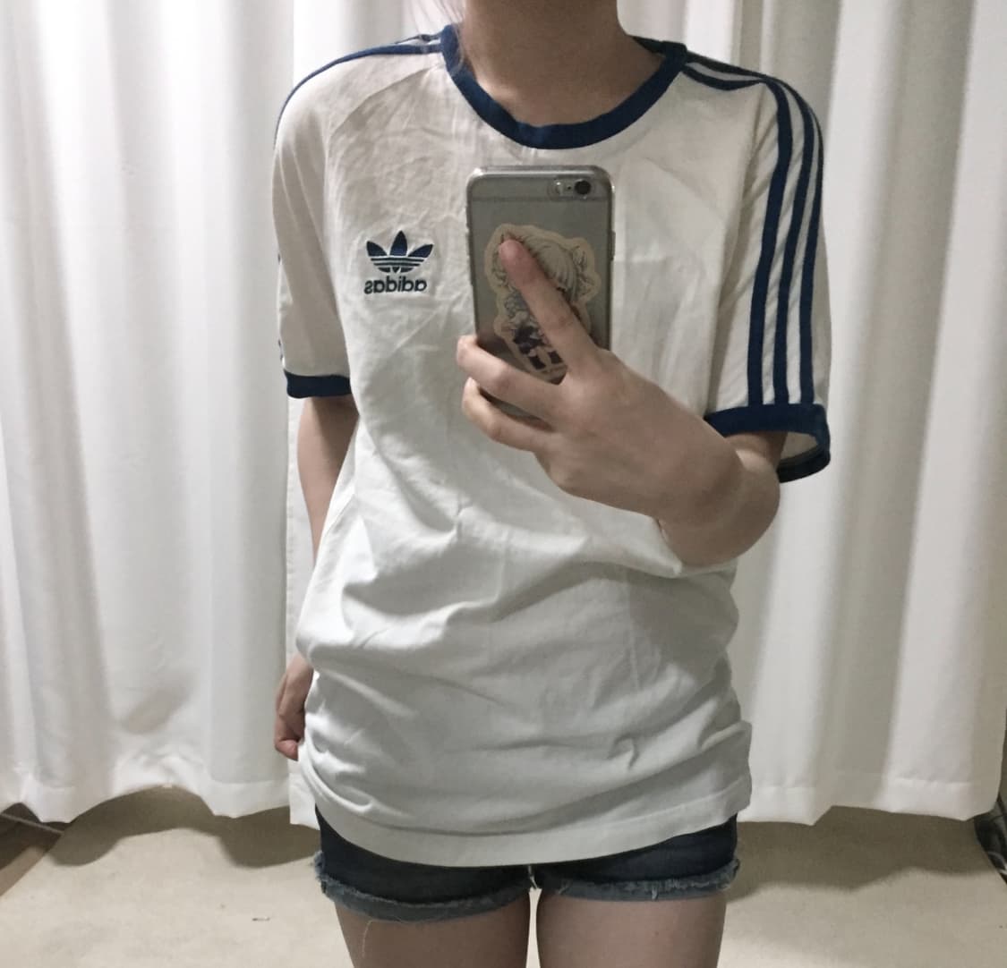 아디다스 화이트 네이비 블루 트랙탑 링거 반팔 티 상품이미지1