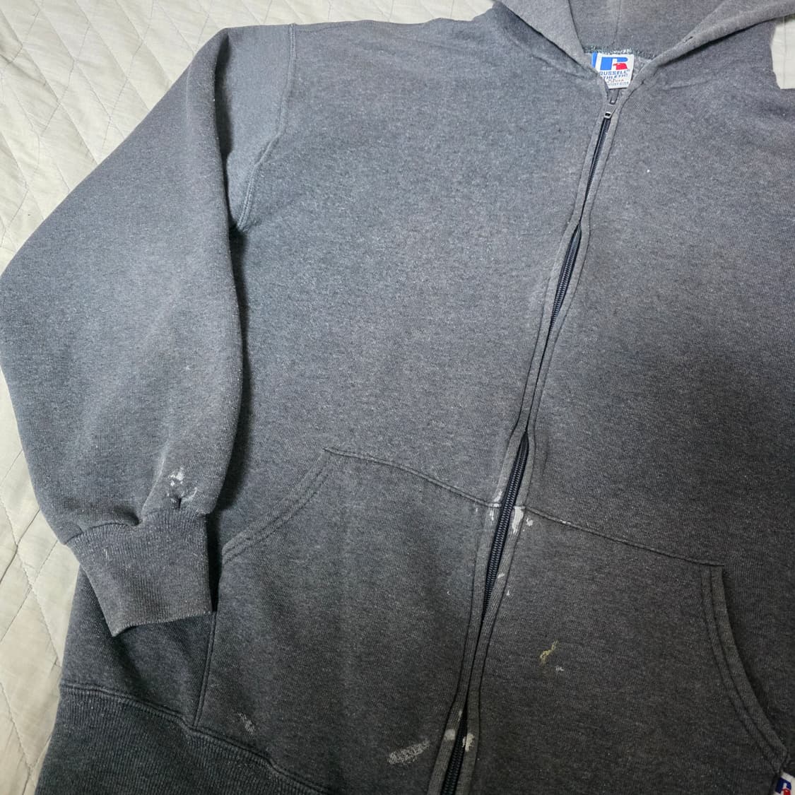 [XL] 90s 빈티지 러셀 애슬레틱 후드집업 다크그레이 ver. 페인팅 상품이미지3