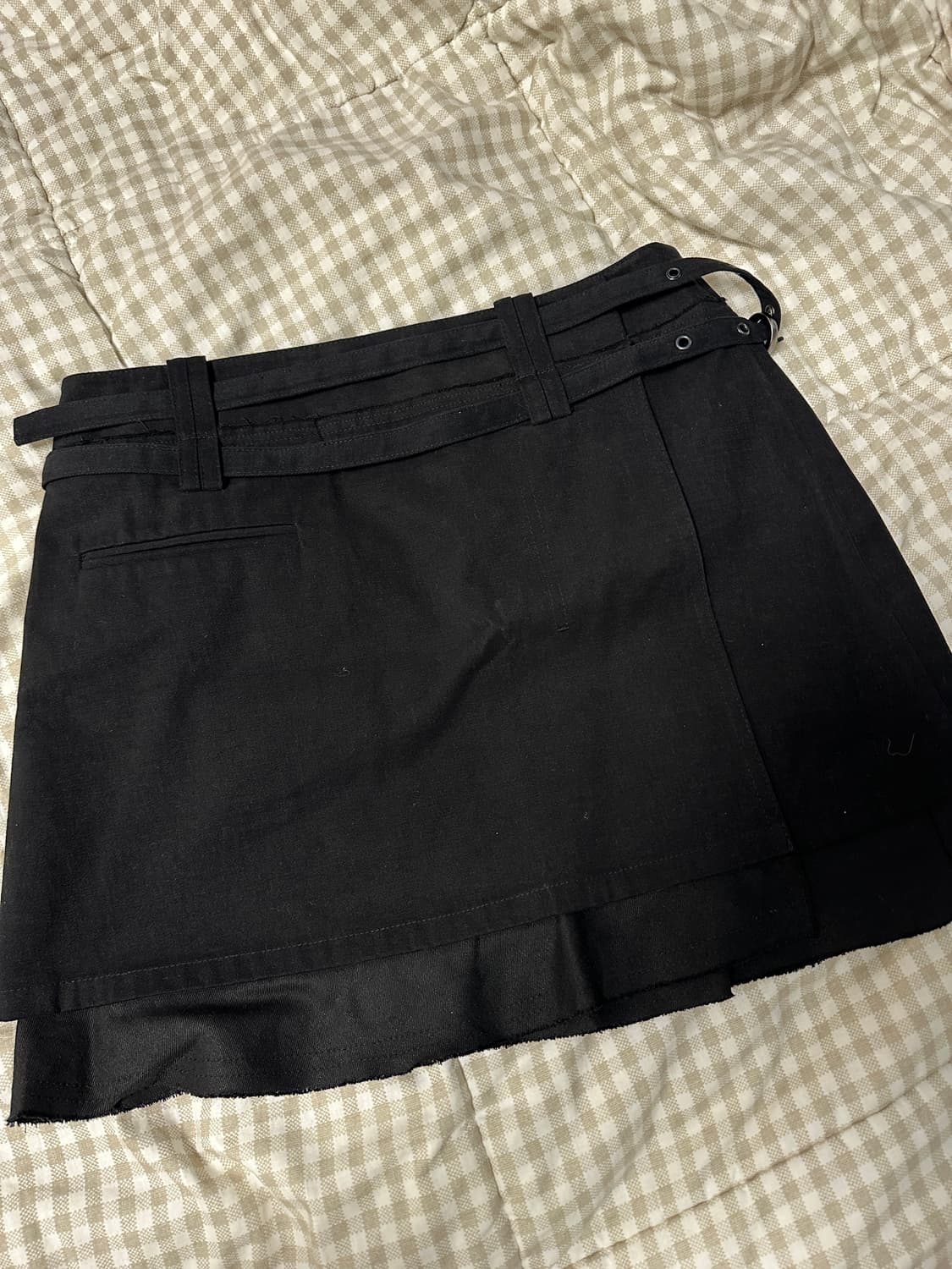마뗑킴 레이어드 벨티드 미니 스커트 블랙(s) 상품이미지3