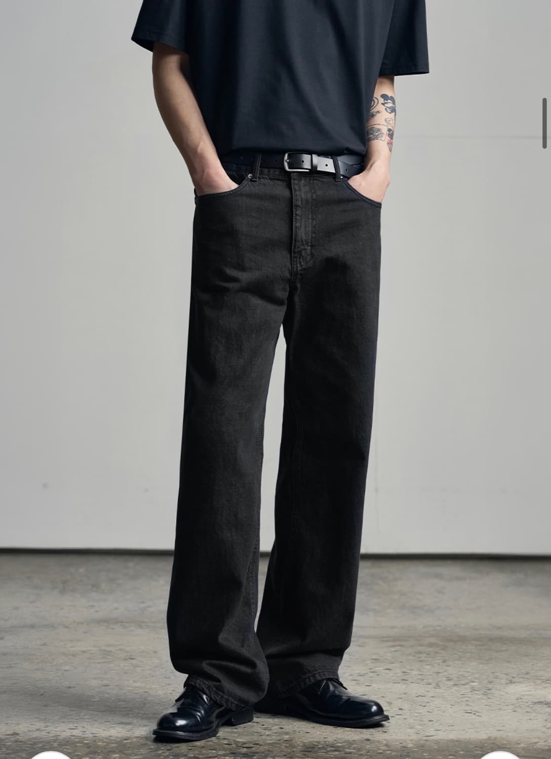 (L) 아워데이즈 세미 와이드 데님 팬츠 [WASHED BLACK] 상품이미지6