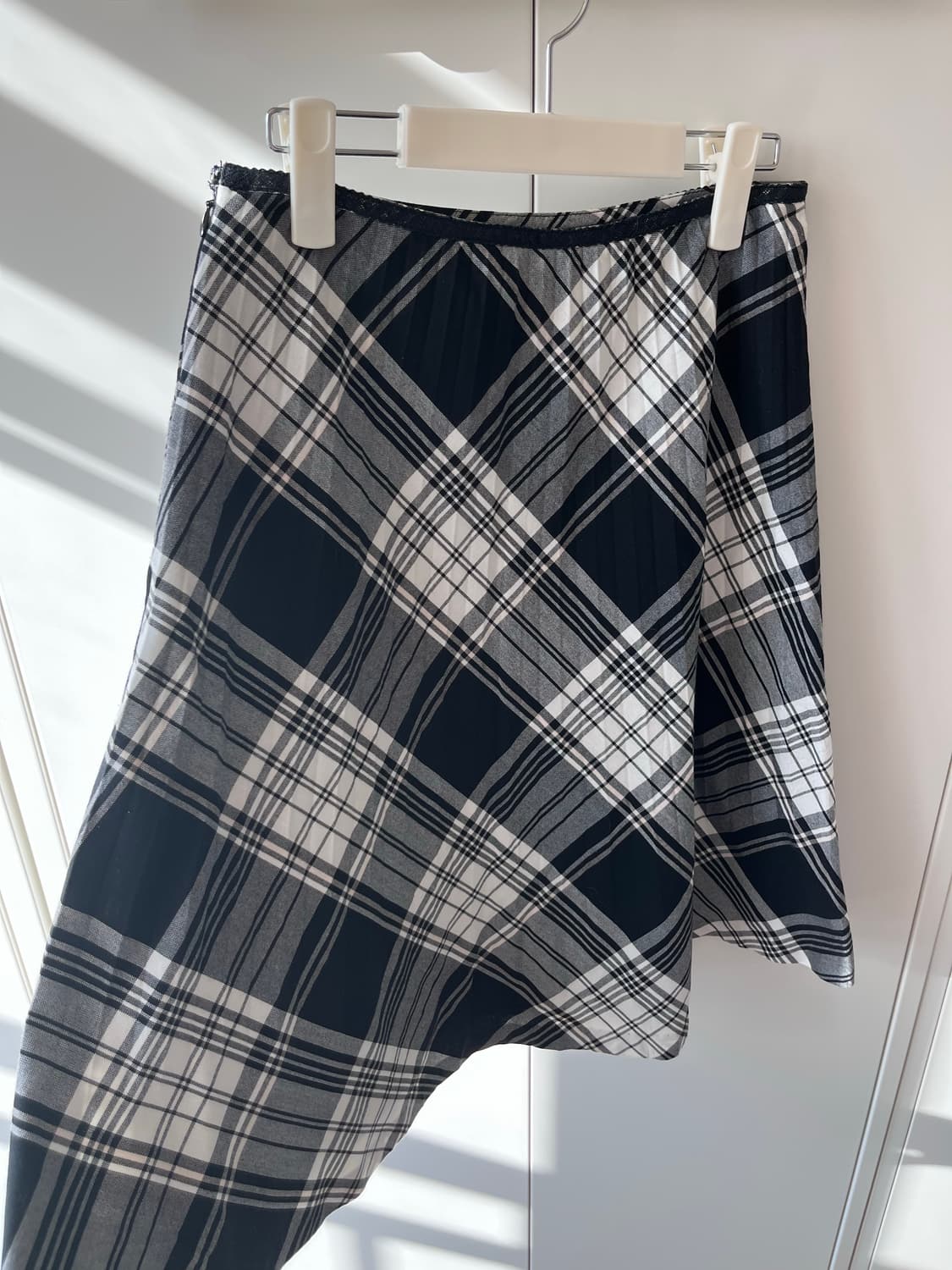 Vintage 체크 주름 플리츠 미디 스커트 상품이미지5