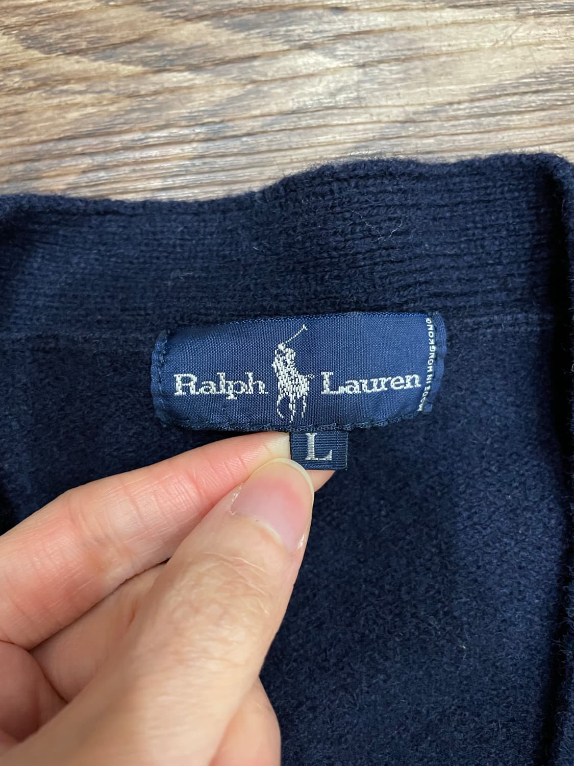 90s 폴로 금장 크레스트 와펜 울 가디건 네이비 상품이미지7